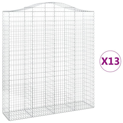 Arched Gabion Baskets 13 pcs 200x50x220/240 cm Galvanised Iron
