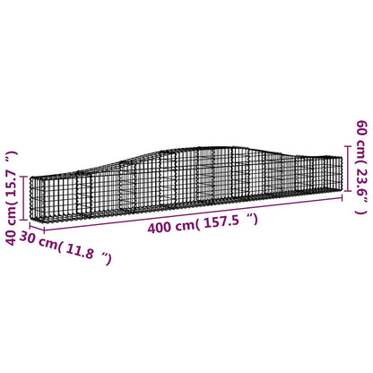 Arched Gabion Baskets 10 pcs 400x30x40/60 cm Galvanised Iron