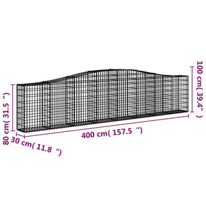 Arched Gabion Baskets 6 pcs 400x30x80/100 cm Galvanised Iron