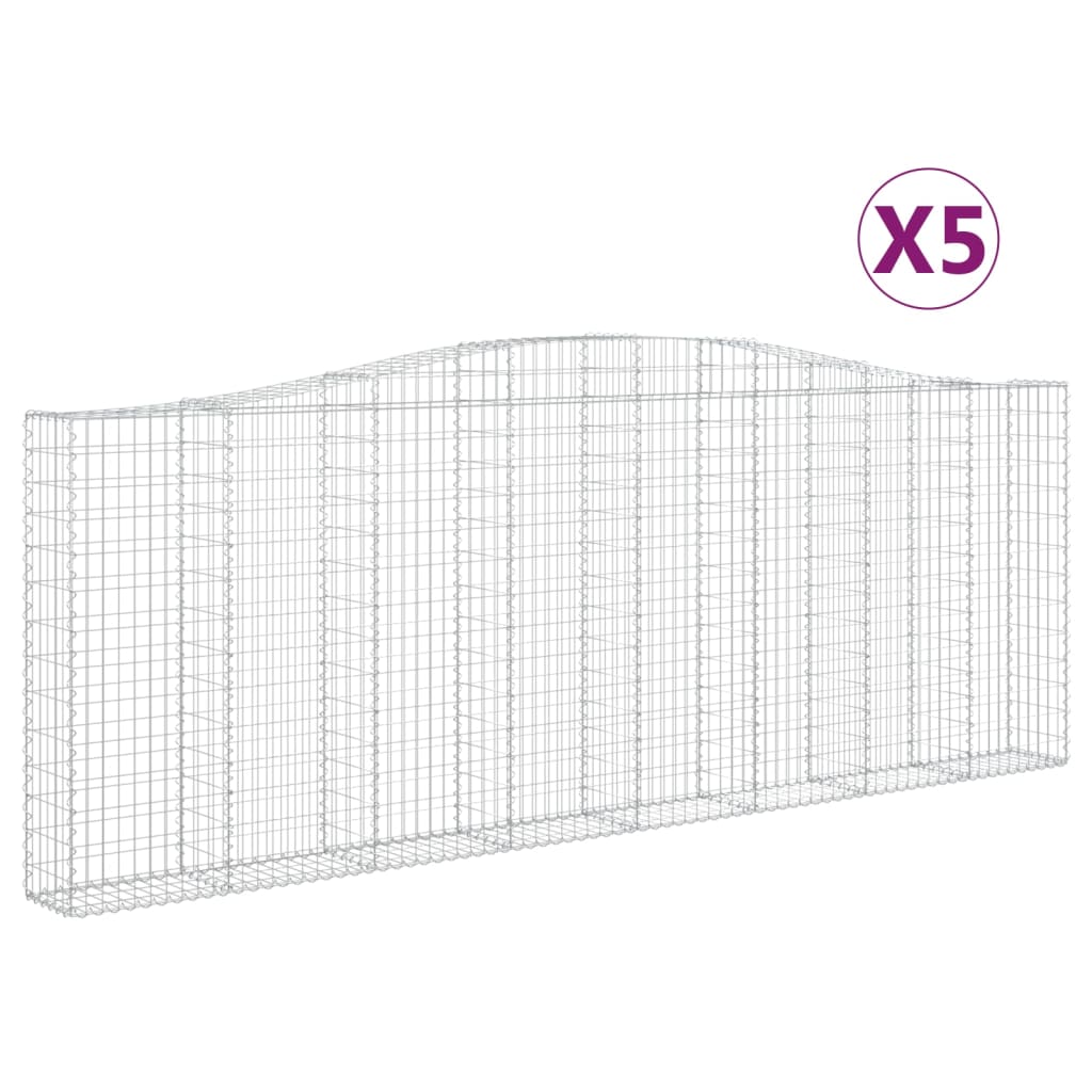 Arched Gabion Baskets 5 pcs 400x30x140/160 cm Galvanised Iron