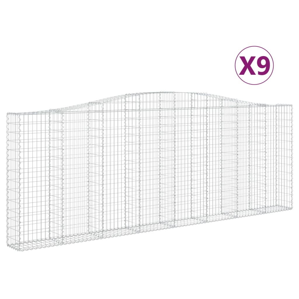 Arched Gabion Baskets 9 pcs 400x30x140/160 cm Galvanised Iron