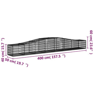 Arched Gabion Baskets 6 pcs 400x50x40/60 cm Galvanised Iron