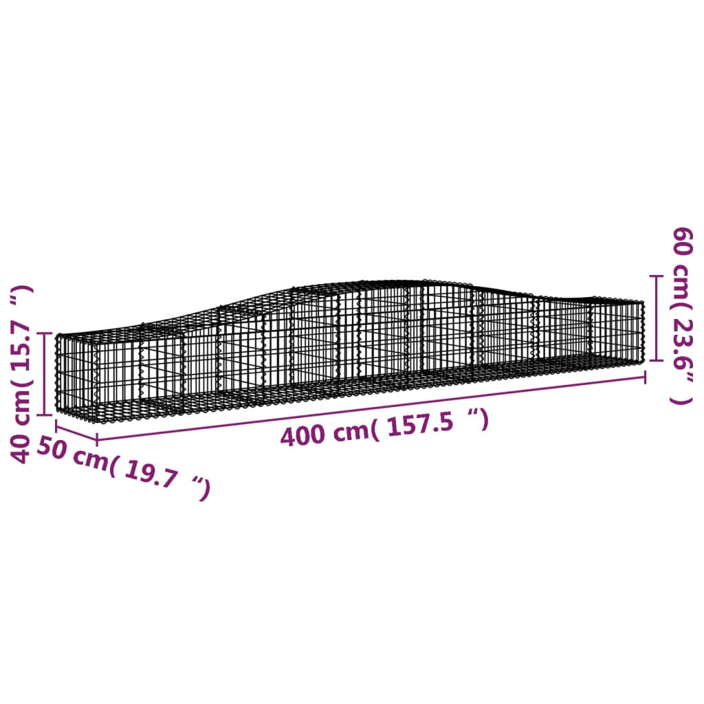 Arched Gabion Baskets 10 pcs 400x50x40/60 cm Galvanised Iron