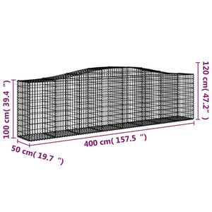 Arched Gabion Baskets 6 pcs 400x50x100/120 cm Galvanised Iron