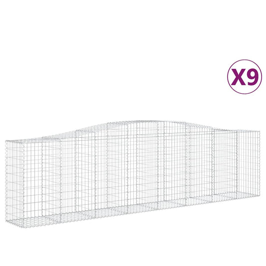 Arched Gabion Baskets 9 pcs 400x50x100/120 cm Galvanised Iron