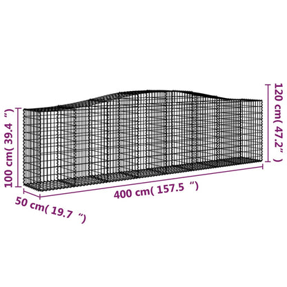 Arched Gabion Baskets 25 pcs 400x50x100/120 cm Galvanised Iron