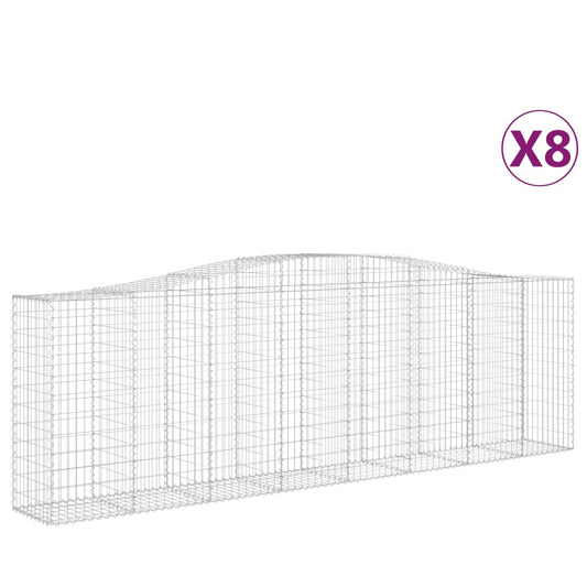 Arched Gabion Baskets 8 pcs 400x50x120/140 cm Galvanised Iron