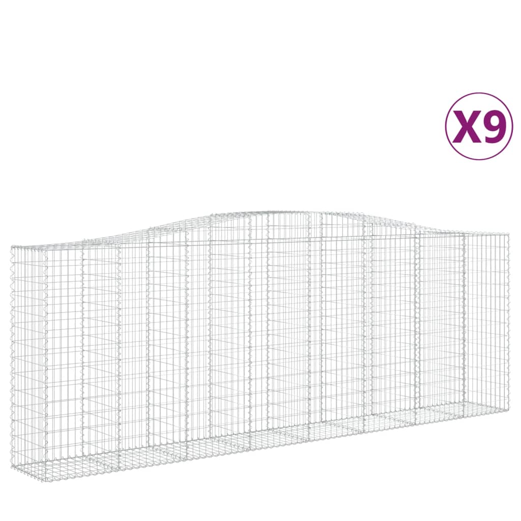 Arched Gabion Baskets 9 pcs 400x50x140/160 cm Galvanised Iron