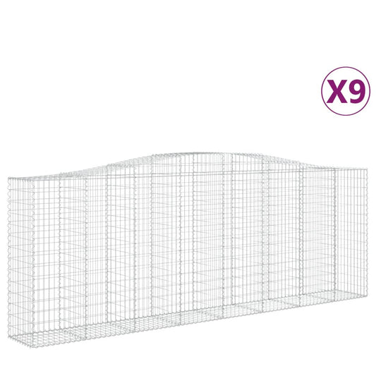 Arched Gabion Baskets 9 pcs 400x50x140/160 cm Galvanised Iron