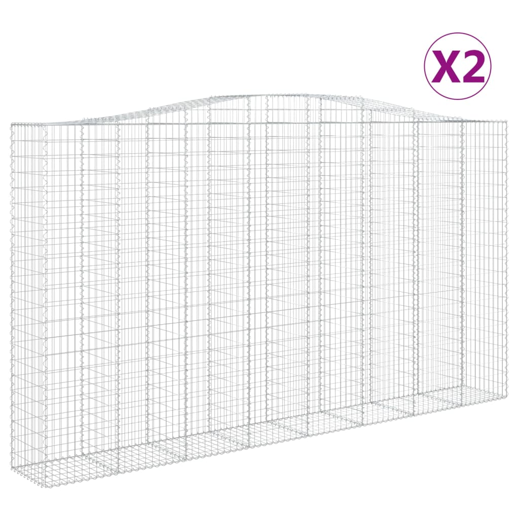 Arched Gabion Baskets 2 pcs 400x50x220/240 cm Galvanised Iron