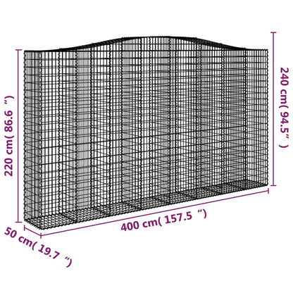 Arched Gabion Baskets 3 pcs 400x50x220/240 cm Galvanised Iron