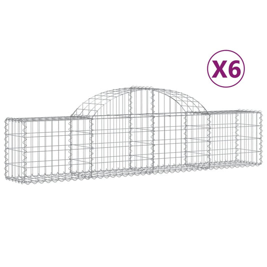 Arched Gabion Baskets 6 pcs 200x30x40/60 cm Galvanised Iron
