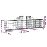 Arched Gabion Baskets 7 pcs 200x30x40/60 cm Galvanised Iron