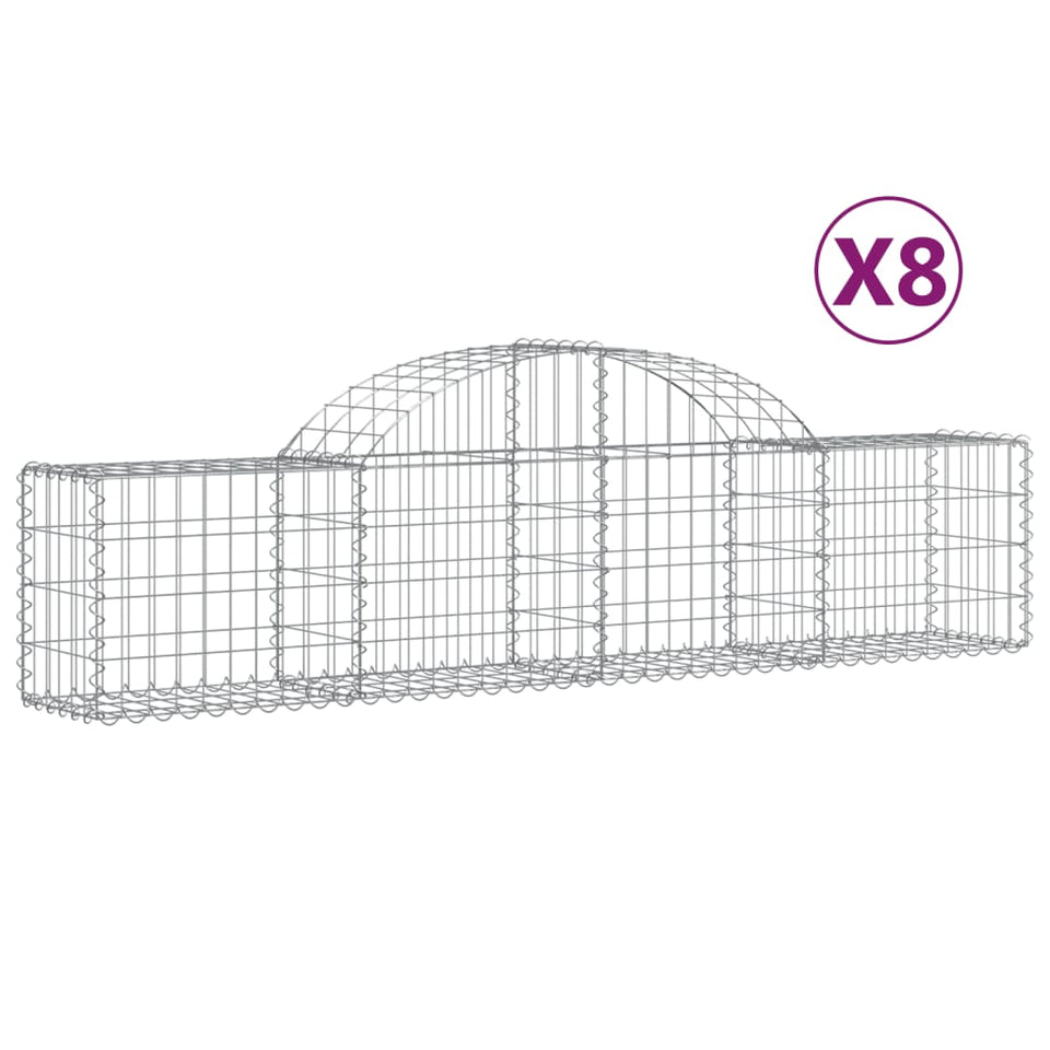 Arched Gabion Baskets 8 pcs 200x30x40/60 cm Galvanised Iron