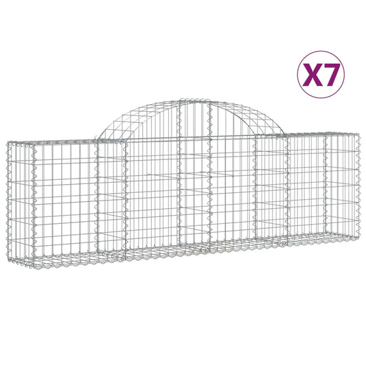 Arched Gabion Baskets 7 pcs 200x30x60/80 cm Galvanised Iron