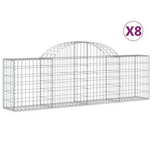 Arched Gabion Baskets 8 pcs 200x30x60/80 cm Galvanised Iron