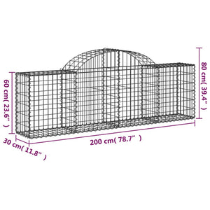 Arched Gabion Baskets 8 pcs 200x30x60/80 cm Galvanised Iron