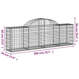 Arched Gabion Baskets 8 pcs 200x30x60/80 cm Galvanised Iron