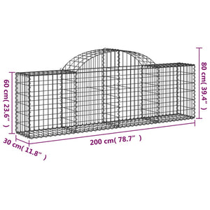 Arched Gabion Baskets 9 pcs 200x30x60/80 cm Galvanised Iron