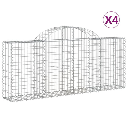 Arched Gabion Baskets 4 pcs 200x30x80/100 cm Galvanised Iron