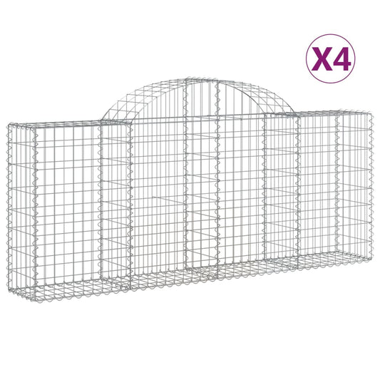 Arched Gabion Baskets 4 pcs 200x30x80/100 cm Galvanised Iron