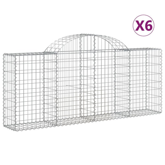 Arched Gabion Baskets 6 pcs 200x30x80/100 cm Galvanised Iron