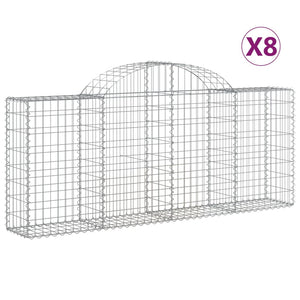 Arched Gabion Baskets 8 pcs 200x30x80/100 cm Galvanised Iron