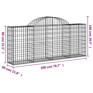 Arched Gabion Baskets 8 pcs 200x30x80/100 cm Galvanised Iron