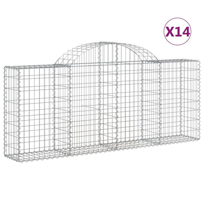 Arched Gabion Baskets 14 pcs 200x30x80/100 cm Galvanised Iron