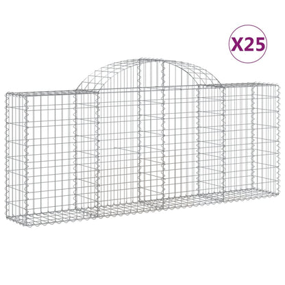 Arched Gabion Baskets 25 pcs 200x30x80/100 cm Galvanised Iron