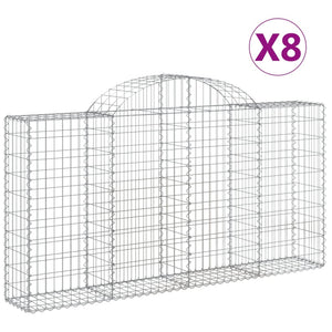 Arched Gabion Baskets 8 pcs 200x30x100/120 cm Galvanised Iron