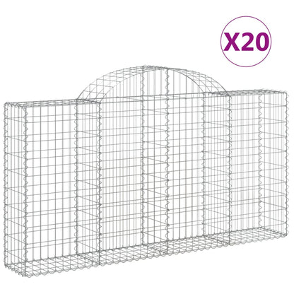Arched Gabion Baskets 20 pcs 200x30x100/120 cm Galvanised Iron