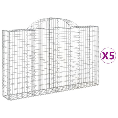 Arched Gabion Baskets 5 pcs 200x30x120/140 cm Galvanised Iron