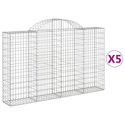 Arched Gabion Baskets 5 pcs 200x30x120/140 cm Galvanised Iron