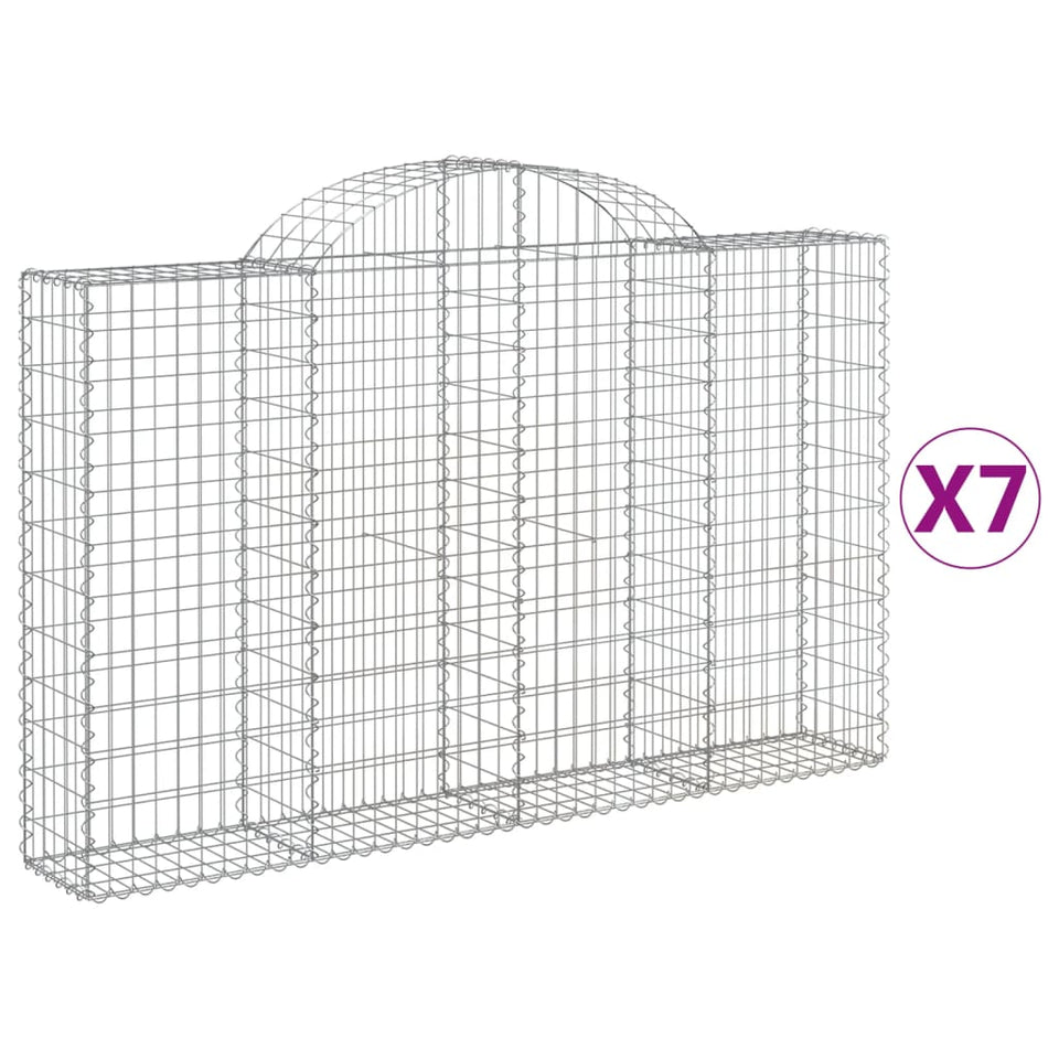 Arched Gabion Baskets 7 pcs 200x30x120/140 cm Galvanised Iron