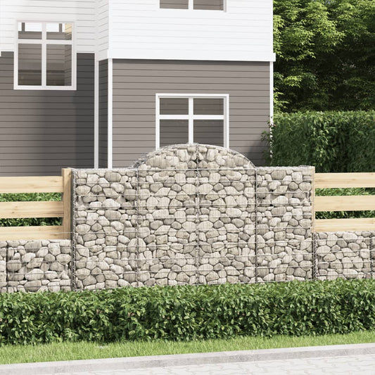 Arched Gabion Baskets 8 pcs 200x30x120/140 cm Galvanised Iron