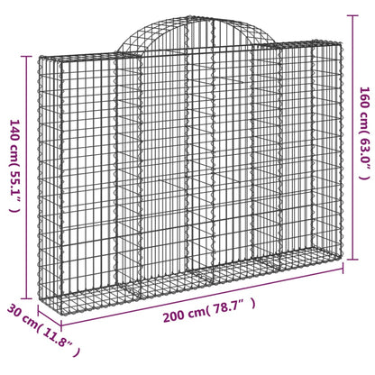 Arched Gabion Baskets 2 pcs 200x30x140/160 cm Galvanised Iron
