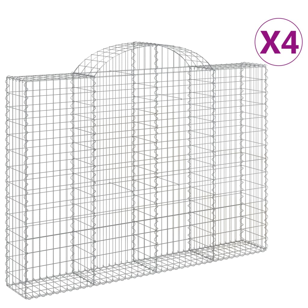 Arched Gabion Baskets 4 pcs 200x30x140/160 cm Galvanised Iron