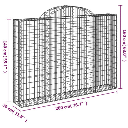 Arched Gabion Baskets 6 pcs 200x30x140/160 cm Galvanised Iron