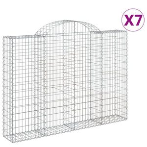 Arched Gabion Baskets 7 pcs 200x30x140/160 cm Galvanised Iron