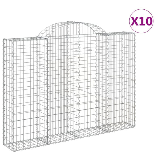 Arched Gabion Baskets 10 pcs 200x30x140/160 cm Galvanised Iron