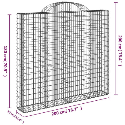 Arched Gabion Baskets 5 pcs 200x30x180/200 cm Galvanised Iron