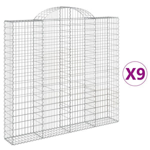 Arched Gabion Baskets 9 pcs 200x30x180/200 cm Galvanised Iron