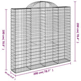 Arched Gabion Baskets 9 pcs 200x30x180/200 cm Galvanised Iron