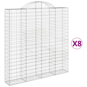 Arched Gabion Baskets 8 pcs 200x30x200/220 cm Galvanised Iron