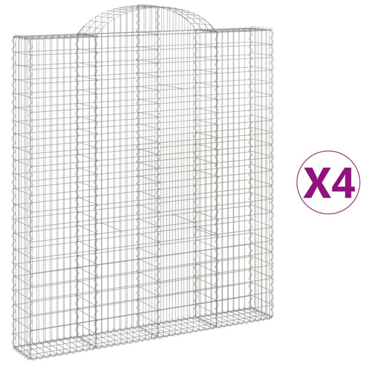 Arched Gabion Baskets 4 pcs 200x30x220/240 cm Galvanised Iron