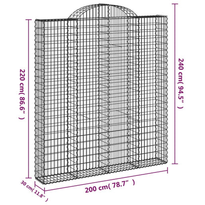 Arched Gabion Baskets 4 pcs 200x30x220/240 cm Galvanised Iron