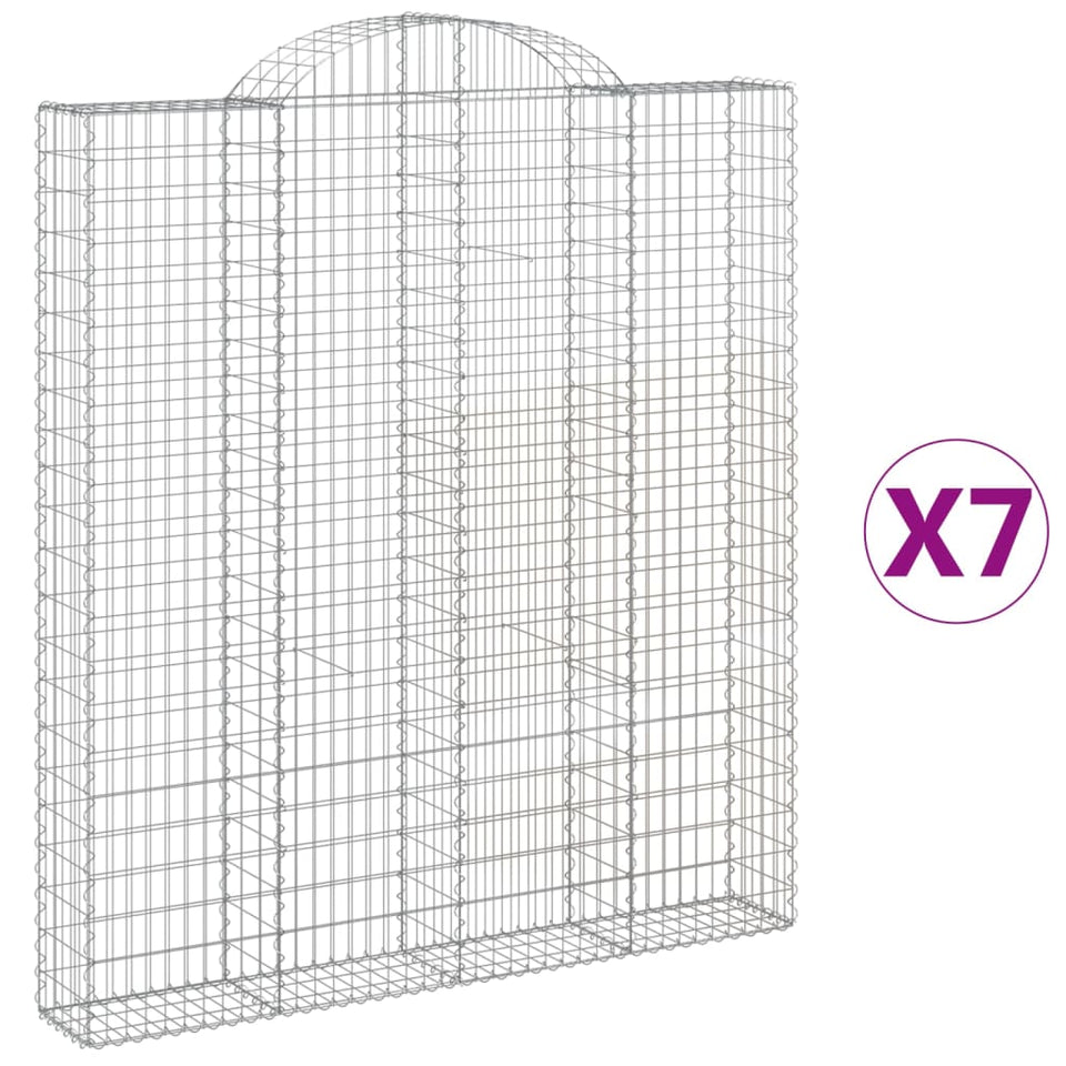 Arched Gabion Baskets 7 pcs 200x30x220/240 cm Galvanised Iron