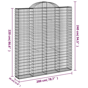 Arched Gabion Baskets 7 pcs 200x30x220/240 cm Galvanised Iron