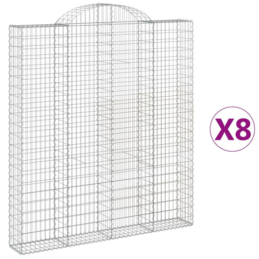 Arched Gabion Baskets 8 pcs 200x30x220/240 cm Galvanised Iron